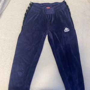 Kappa navy blue velvet pants with logo on sides XS